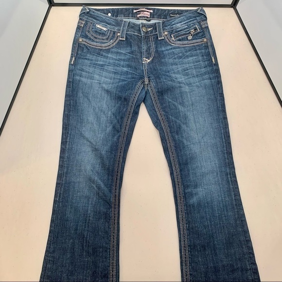 ReRock For Express Jeans Barely Boot Los Angeles Women’s Size 6S Dark Wash - Picture 3 of 10